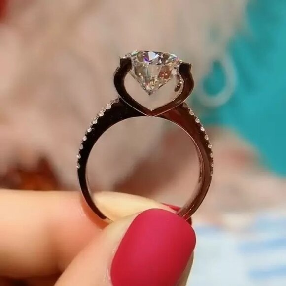 💥Crystal Pure Zircon Rose Gold Luxury Chunky Ring for Women, UNVN12256 - Picture 4 of 6